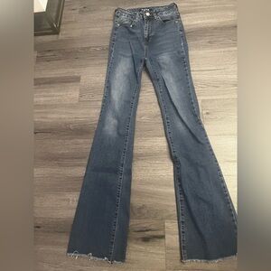 Classic Denim Blue Flare Wide Leg Jeans